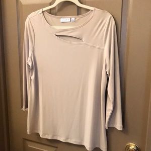 Tan top. Long sleeve.